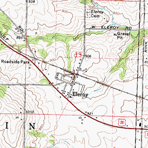 Topographic Map of Eleroy Post Office, IL