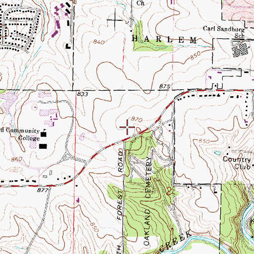 Topographic Map of Freeport Christian Academy, IL