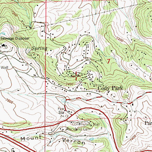 Topographic Map of Cody Park, CO