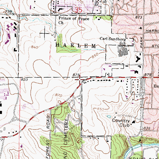 Topographic Map of Immanuel Lutheran School, IL