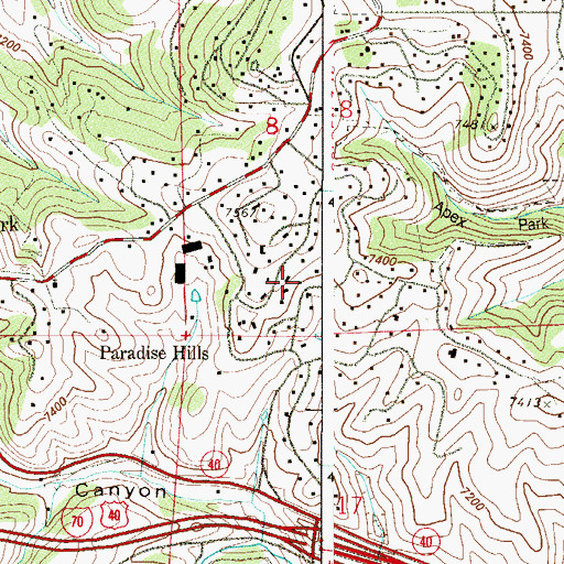 Topographic Map of Paradise Hills, CO