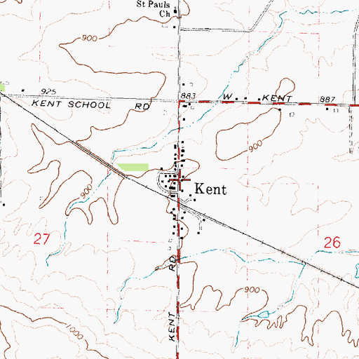 Topographic Map of Kent Post Office, IL