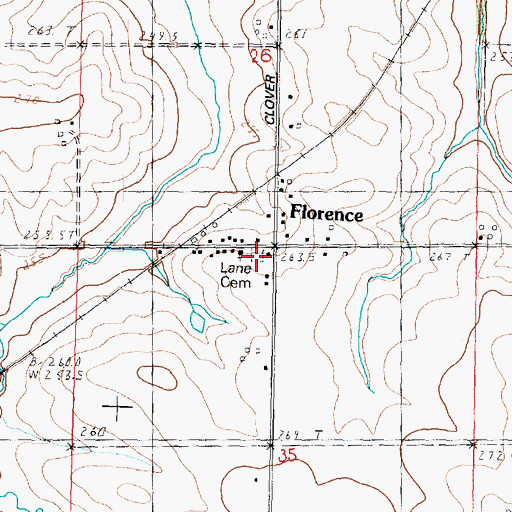 Topographic Map of Lane Evangelical United Baptist Cemetery, IL