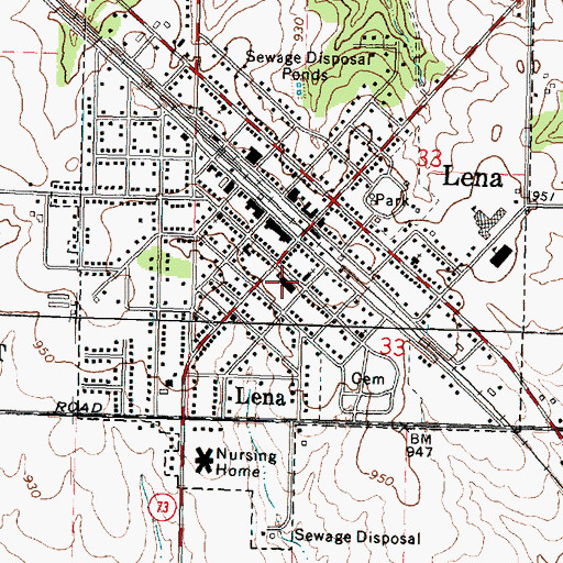 Topographic Map of Lena Elementary School, IL