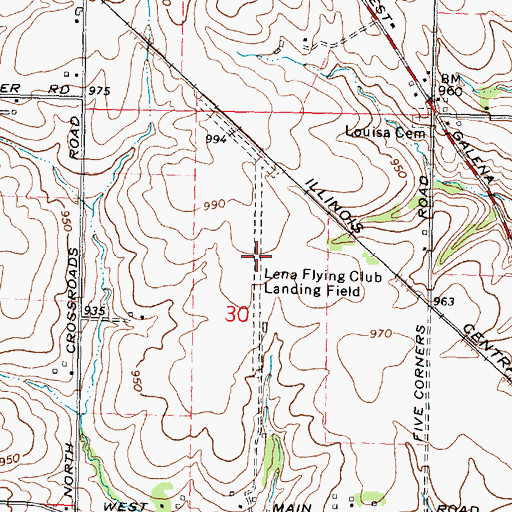 Topographic Map of Lena Flying Club Landing Field (historical), IL