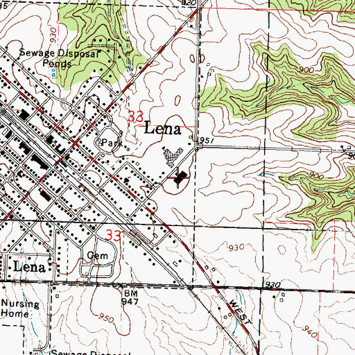 Topographic Map of Lena-Winslow Junior High School, IL