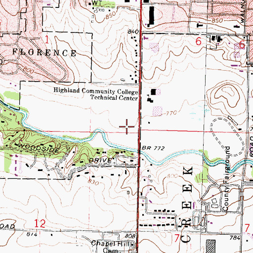 Topographic Map of Meadows Shopping Center, IL