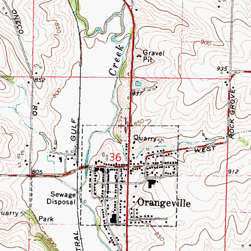 Topographic Map of Orangeville Cemetery, IL