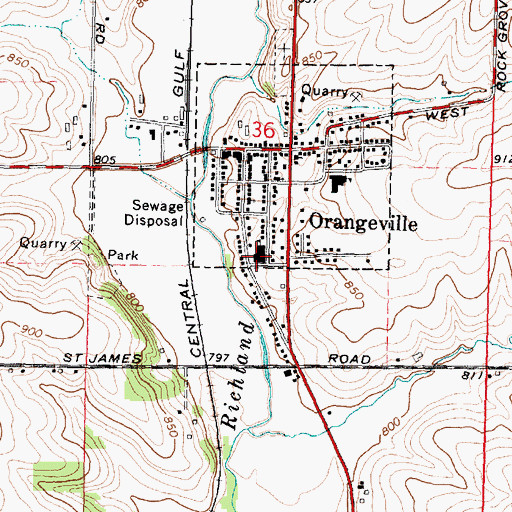 Topographic Map of Orangeville Elementary School, IL