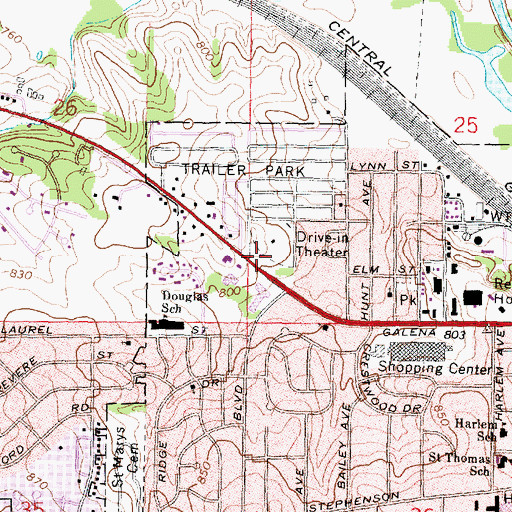 Topographic Map of Park Plaza Shopping Center, IL