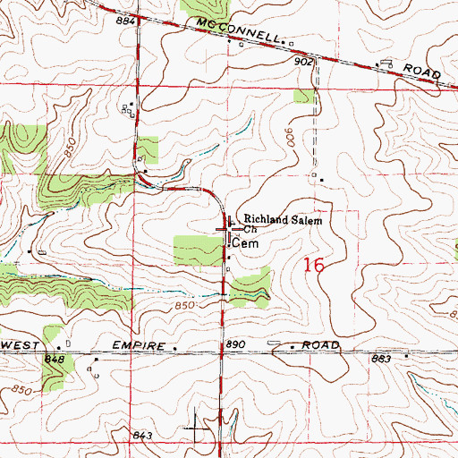 Topographic Map of Richland Salem Lutheran Cemetery, IL