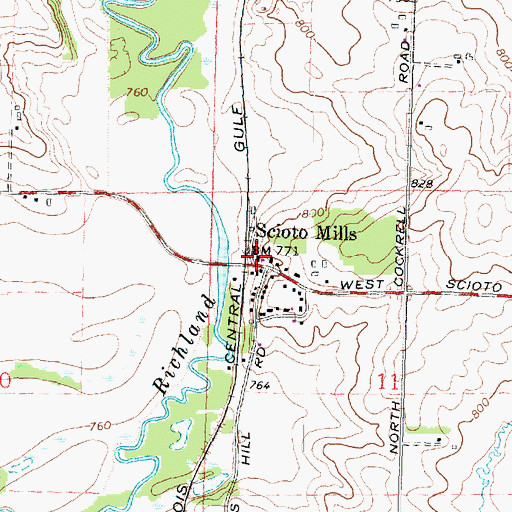 Topographic Map of Scioto Mills Post Office, IL