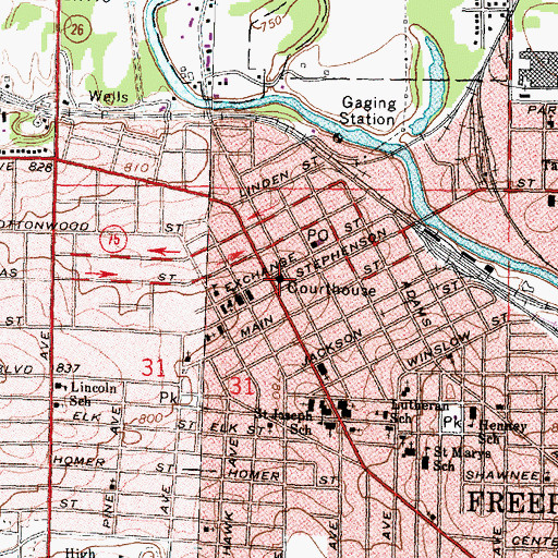 Topographic Map of Stephenson County Courthouse, IL