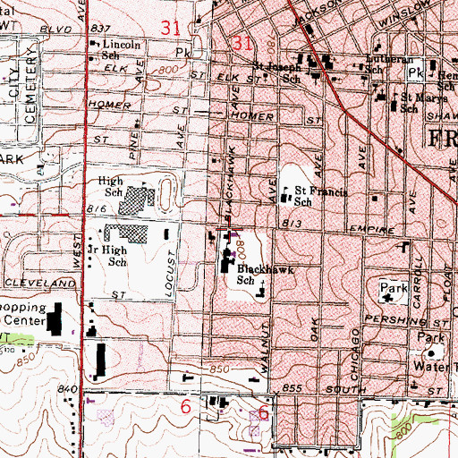 Topographic Map of Tri-County Christian School, IL