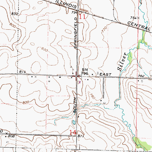 Topographic Map of Valley Creek (historical), IL
