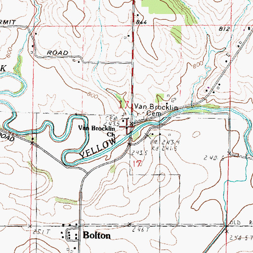Topographic Map of Van Brocklin Church, IL
