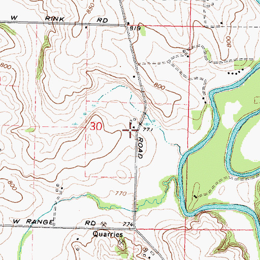 Topographic Map of Waddams Center Post Office (historical), IL