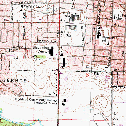 Topographic Map of West Avenue Shopping Center, IL