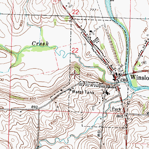 Topographic Map of Winslow Cemetery, IL