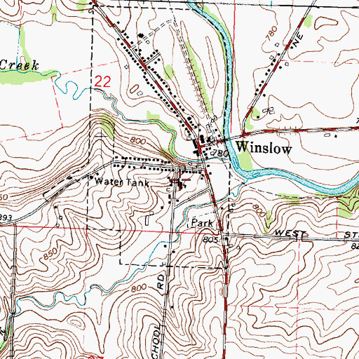 Topographic Map of Winslow Elementary School, IL