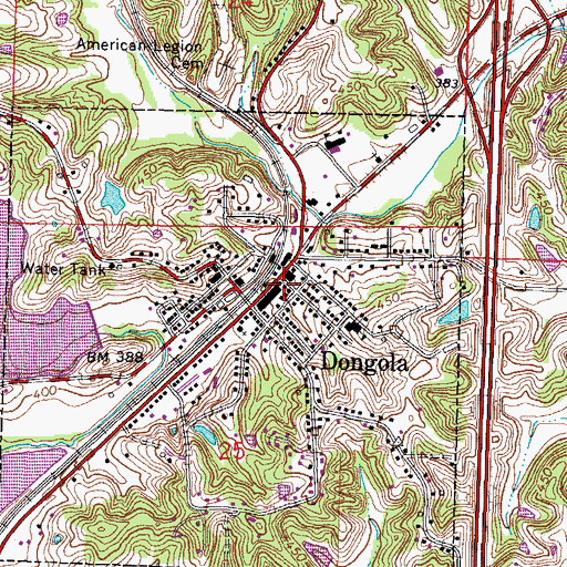Topographic Map of Dongola City Hill, IL