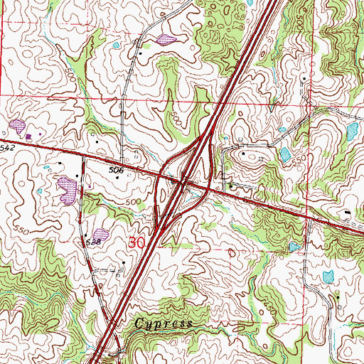 Topographic Map of Interchange 30, IL