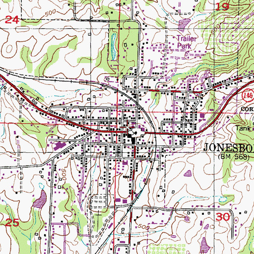 Topographic Map of Jonesboro City Hall, IL