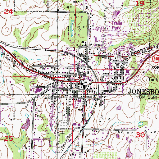 Topographic Map of Jonesboro Post Office, IL