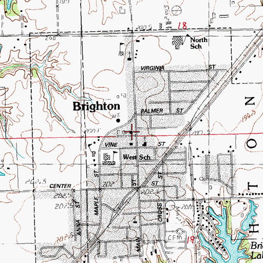 Topographic Map of Brighton Post Office, IL