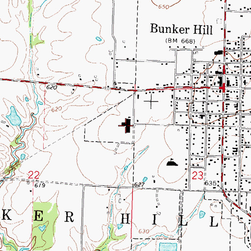 Topographic Map of Bunker Hill High School, IL