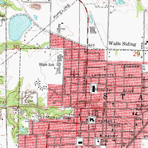 Topographic Map of First United Baptist Church, IL