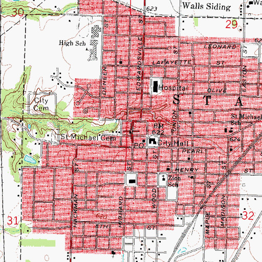 Topographic Map of First United Methodist Church, IL