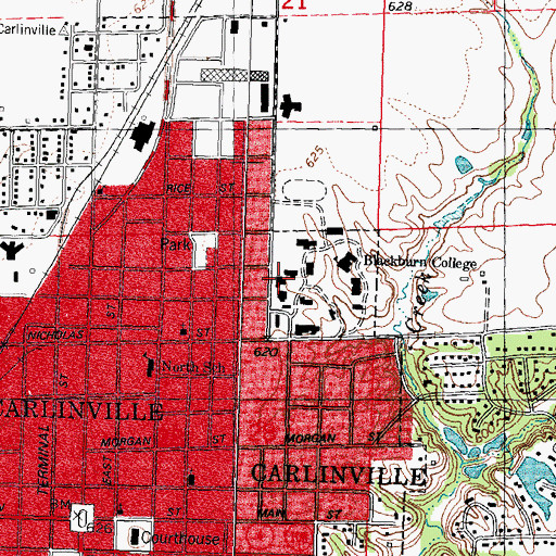 Topographic Map of Graham Hall, IL