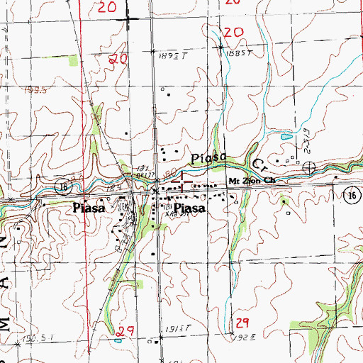Topographic Map of Piasa Post Office, IL