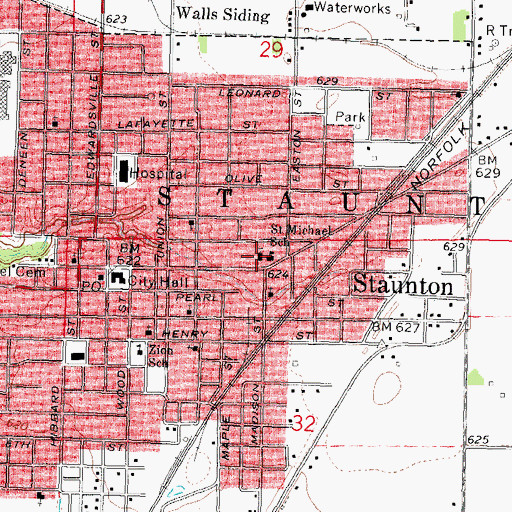 Topographic Map of Saint Michaels Catholic Church, IL