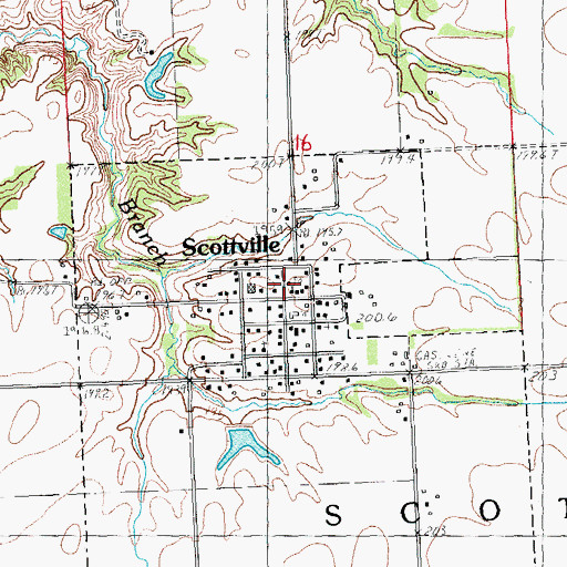 Topographic Map of Scottville Post Office, IL