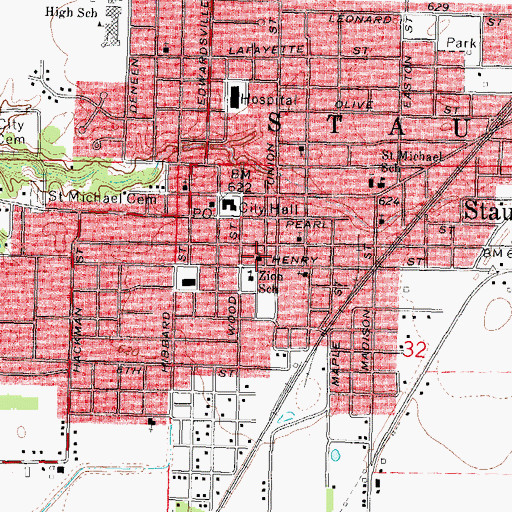 Topographic Map of Zion Lutheran Church, IL