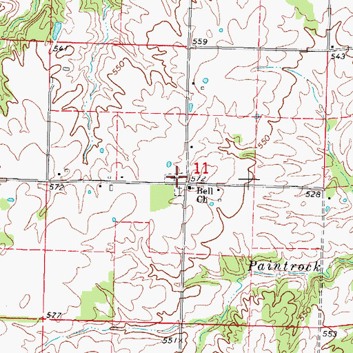 Topographic Map of Bell Cemetery, IL