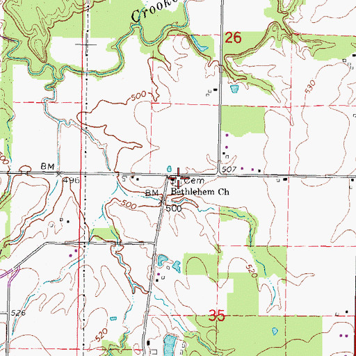 Topographic Map of Bethlehem Cemetery, IL