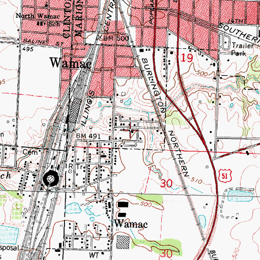 Topographic Map of Bronson Elementary School, IL
