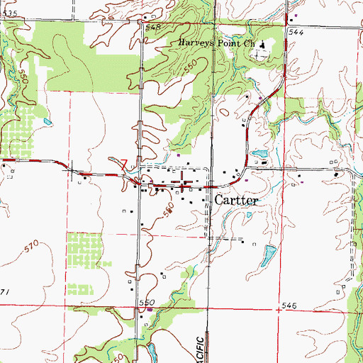 Topographic Map of Cartter Post Office (historical), IL