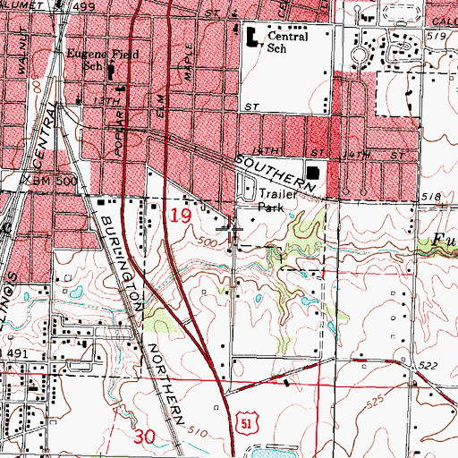 Topographic Map of Fifteenth Street Church of God, IL