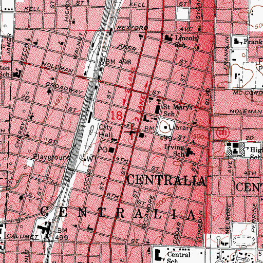 Topographic Map of First Baptist Church, IL