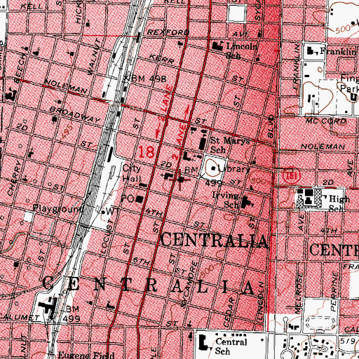 Topographic Map of First Christian Church, IL