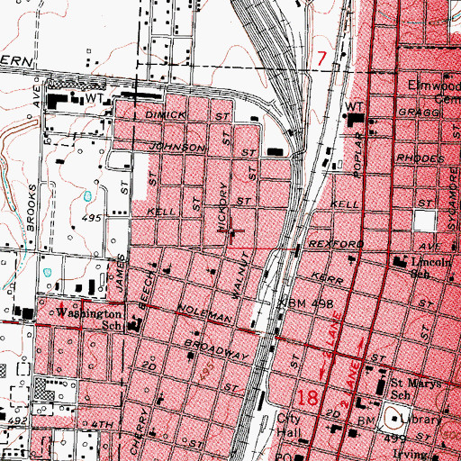 Topographic Map of First Church of God, IL