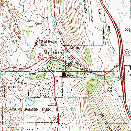 Topographic Map of Morrison, CO