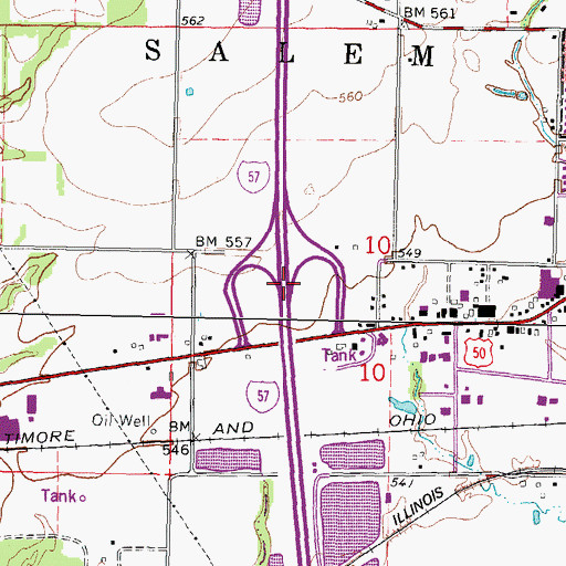 Topographic Map of Interchange 116, IL
