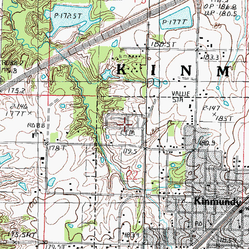 Topographic Map of Kinmundy Cemetery, IL