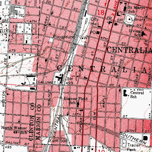 Topographic Map of Locust Street Baptist Church, IL