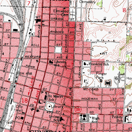 Topographic Map of Macedonia Baptist Church, IL